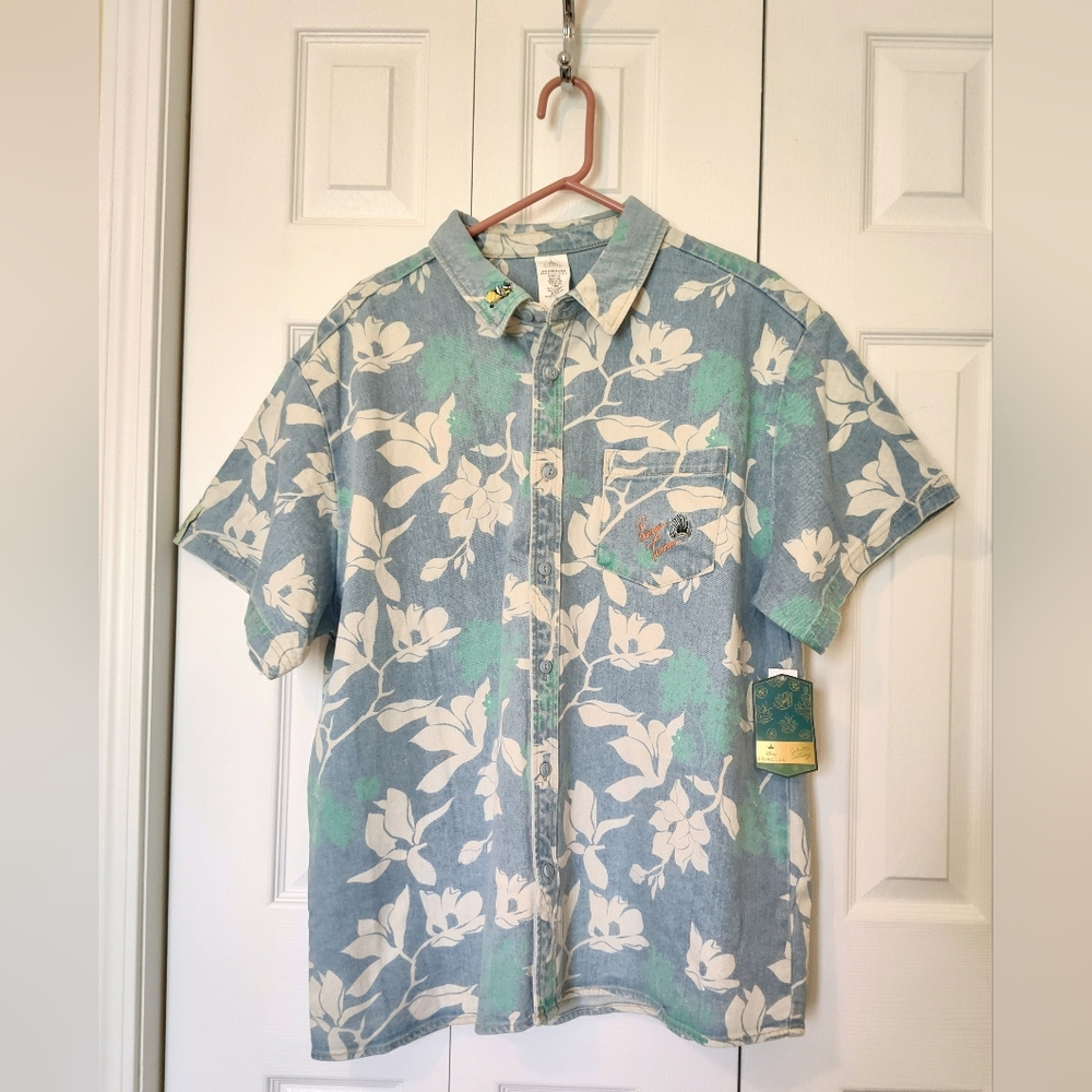 NWT XL Princess Tiana Adult Shirt Button Up Color Me Courtney Disney